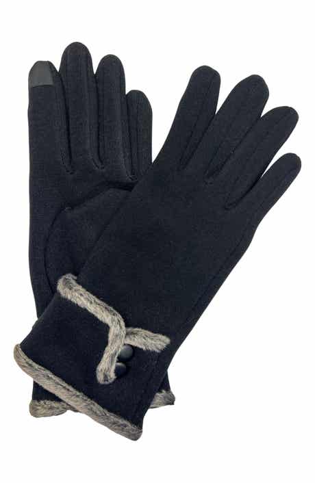 MARCUS ADLER Faux Fur Trim Fleece Touchscreen Gloves