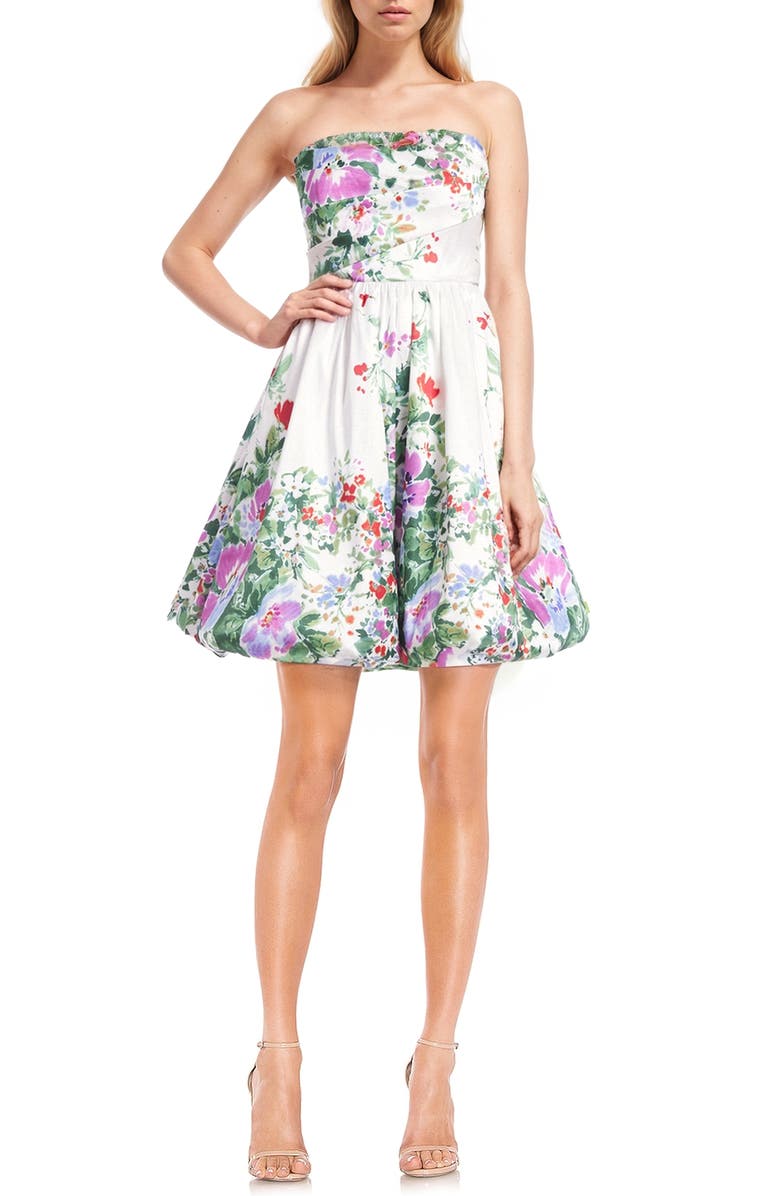 Jewel Badgley Mischka Strapless Bubble Hem Gown, Main, color,