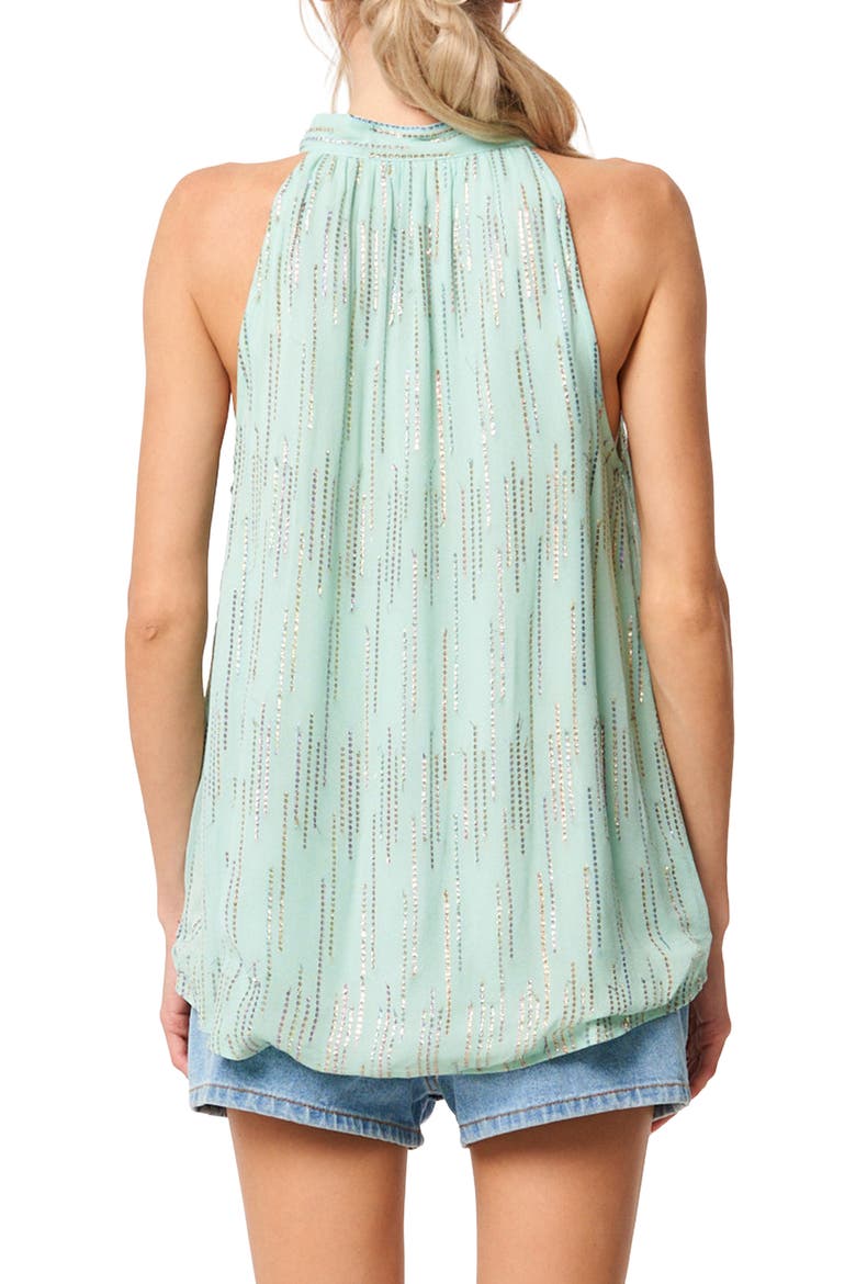Cadence Tie Neck Metallic Surplice Top, Alternate, color, DUSTY BLUE