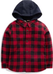 Mini Boden Kids' Hooded Buffalo Check Shirt