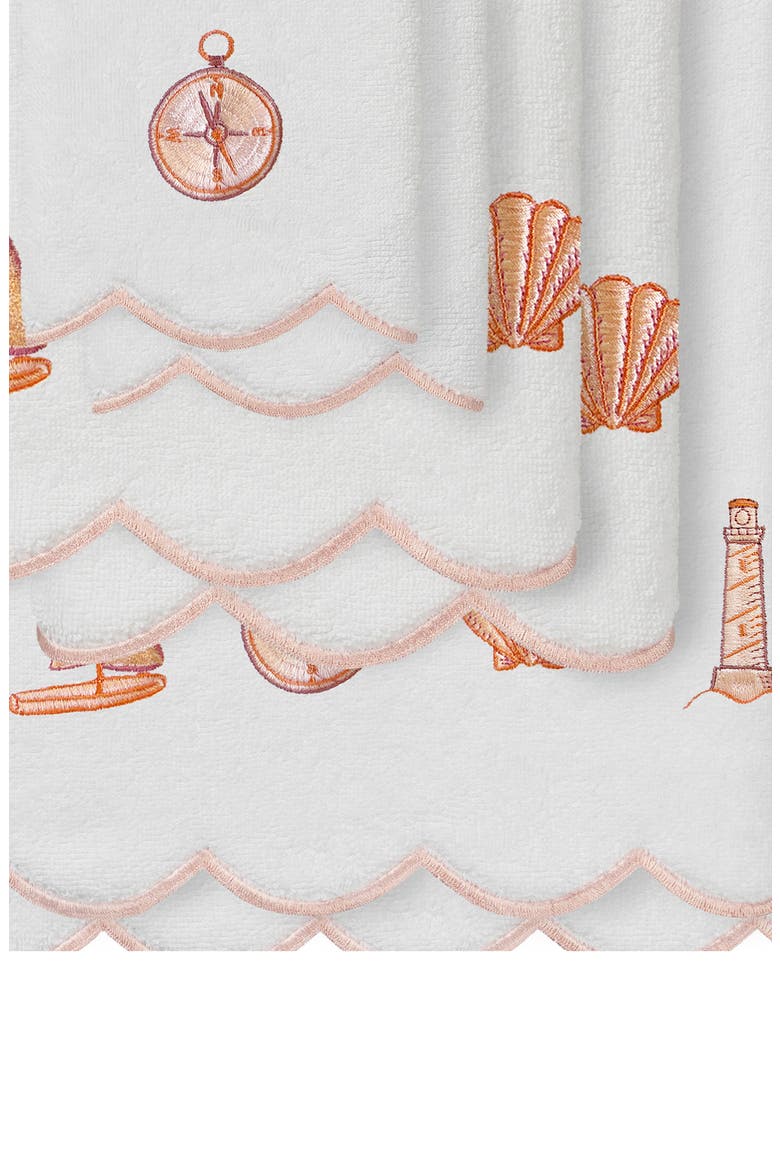Sea Joy Scallop 6-Piece Embellished Towel Set, Alternate, color, WHITE/ PINK