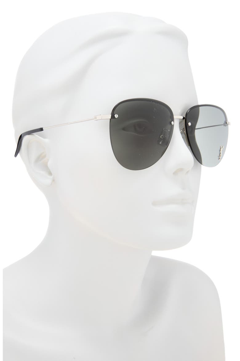 61mm Aviator Sunglasses, Alternate, color, SILVER SILVER GREY