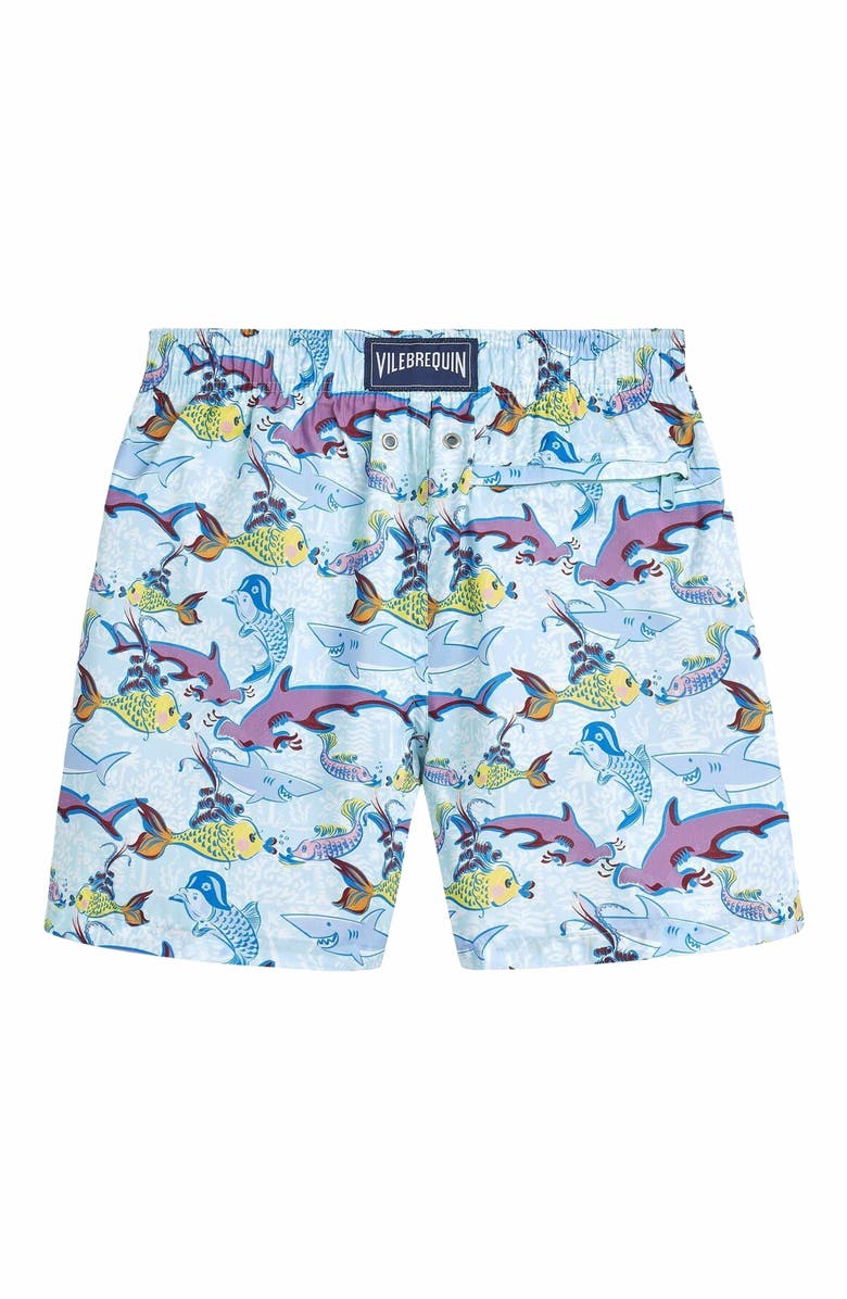 Vilebrequin Kids' French History Ultra-Light And Packable Swim Trunks, Alternate, color, Thalassa