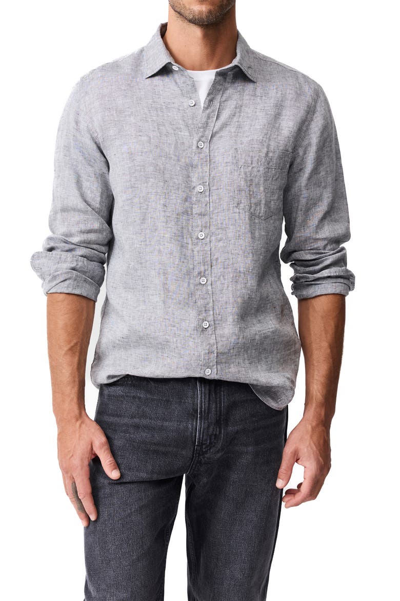 Coromandel Button-Up Linen Shirt, Main, color, SMOKE