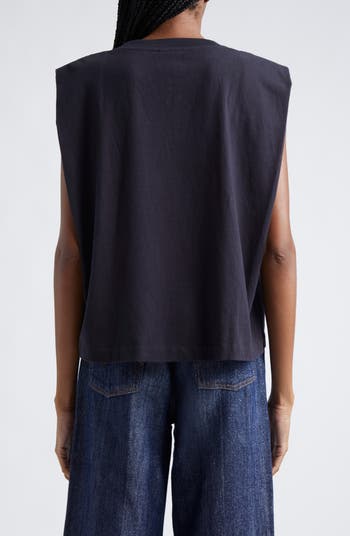 Bead Embellished Cotton Muscle T-Shirt