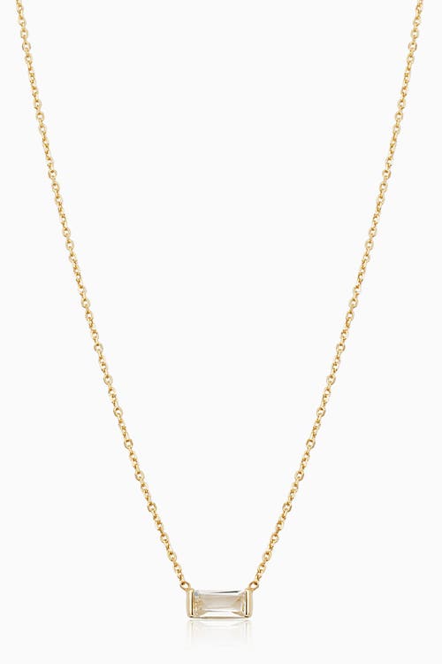 Oradina 14k Gold Fresco Baguette Pendant Necklace In Gold/white