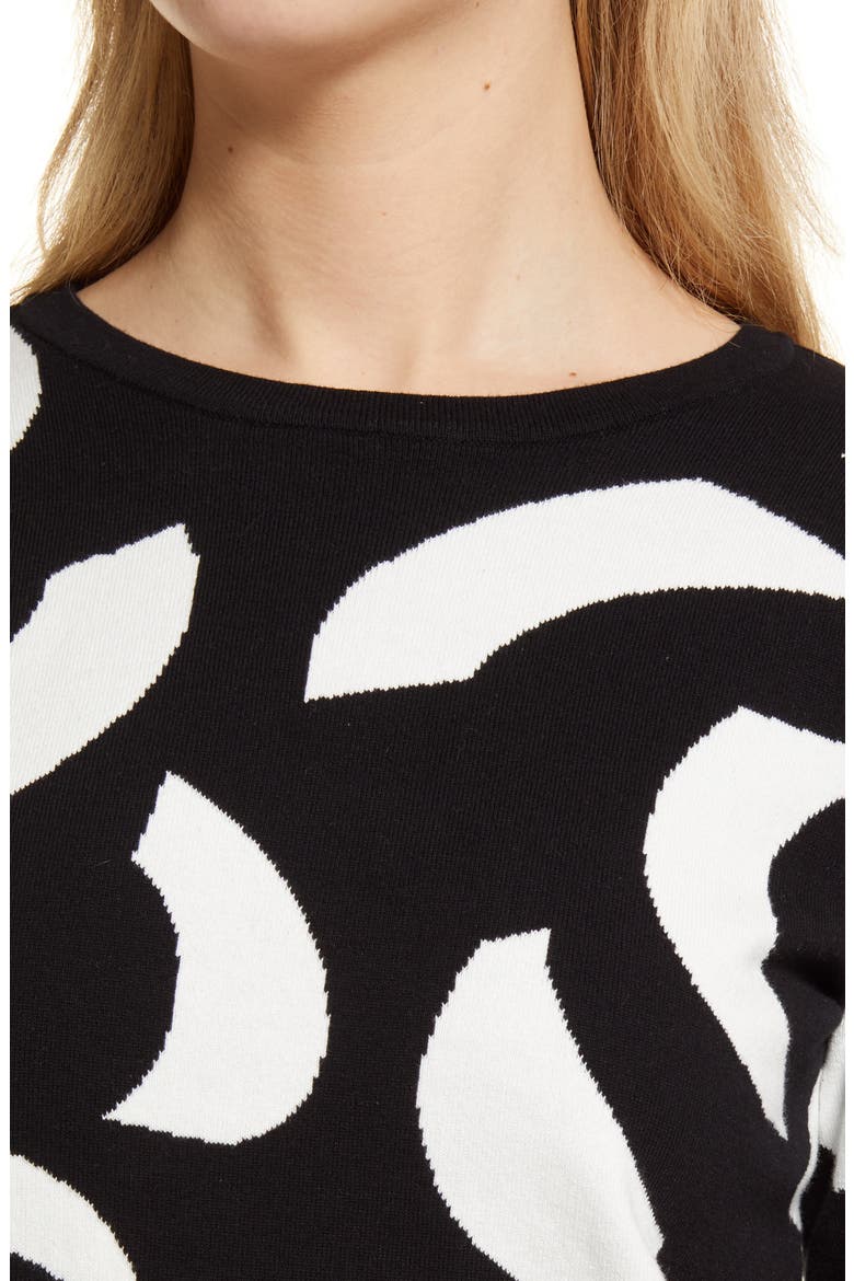 Swirl Jacquard Pullover Sweater, Alternate, color, RICH BLACK