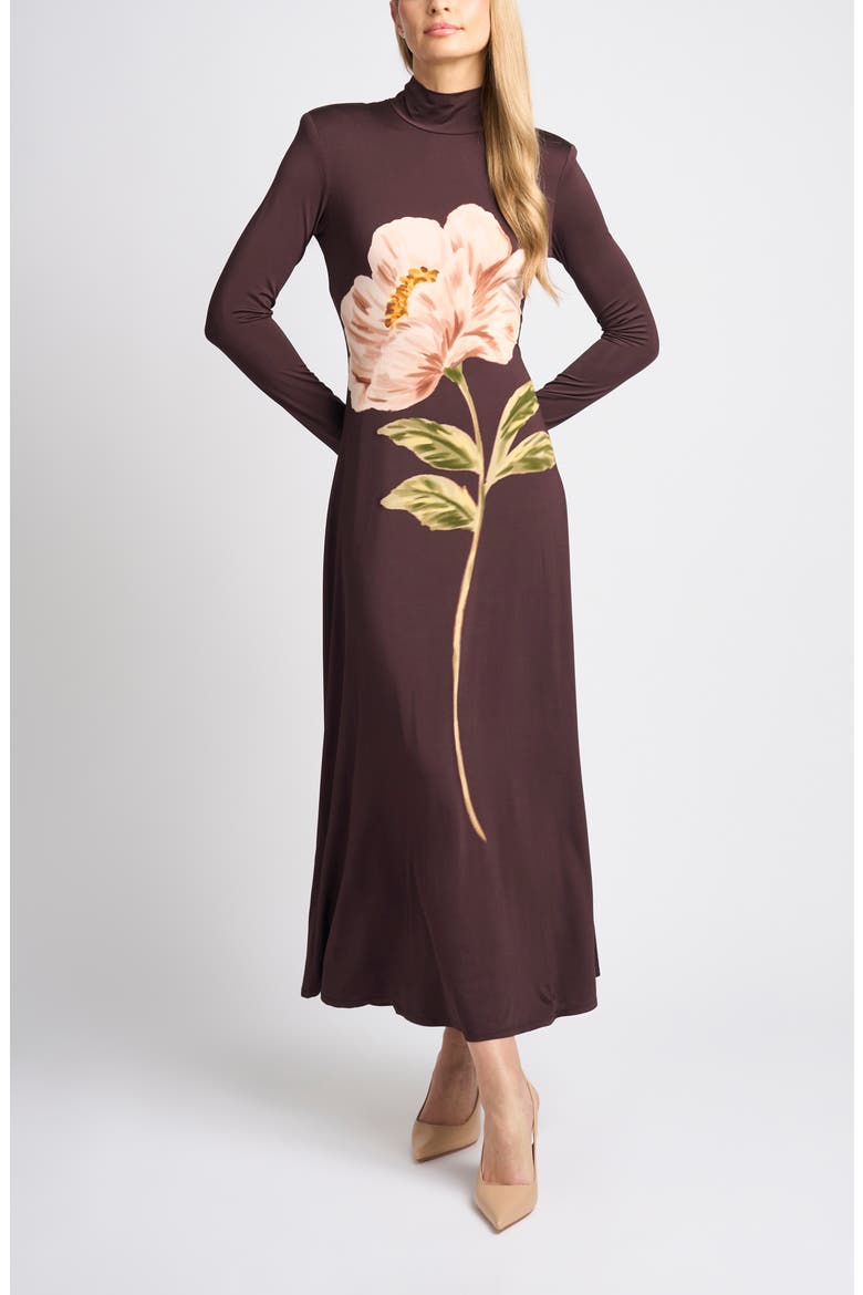 Ada Mock Neck Long Sleeve Dress, Main, color, CHOCOLATE PLUM