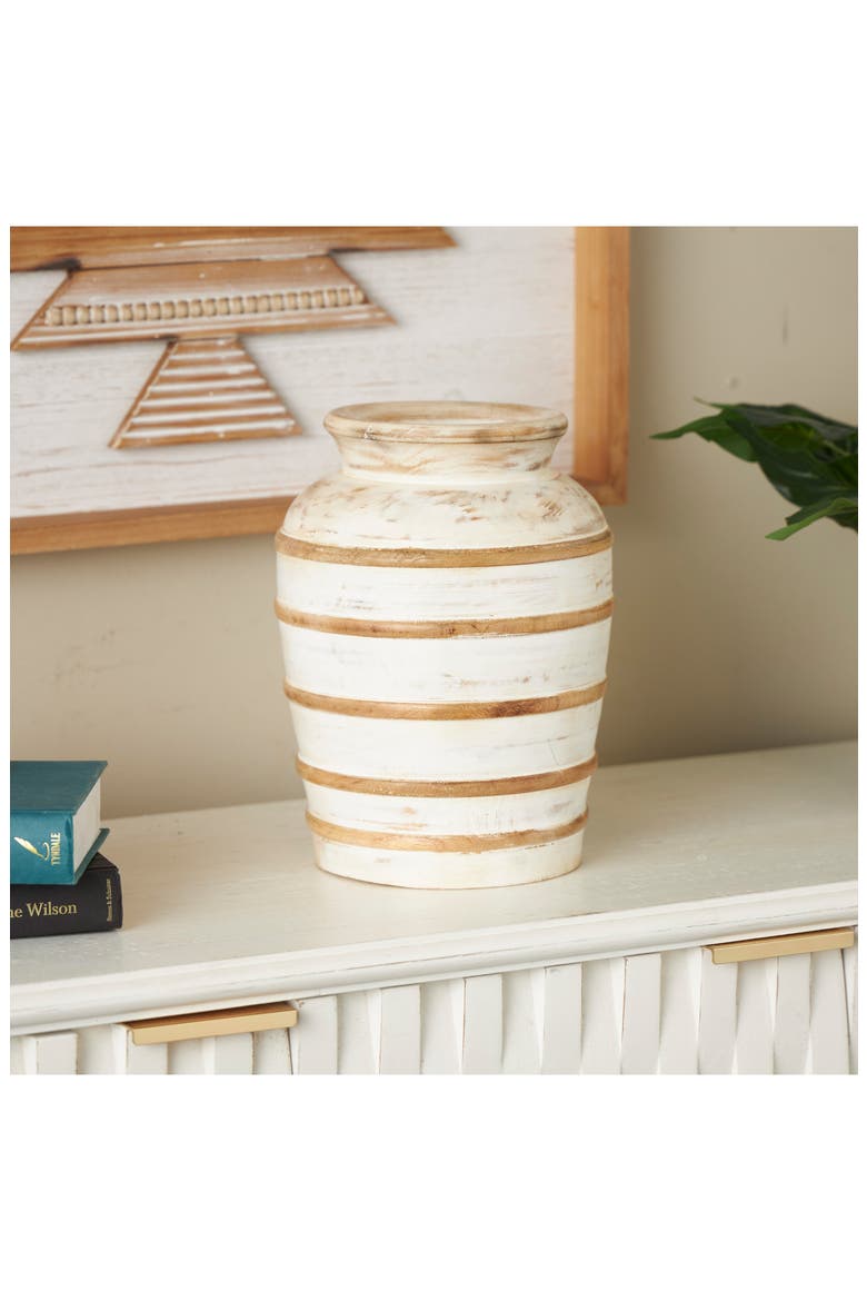 Mango Wood Vase, Alternate, color, IVORY/ BROWN