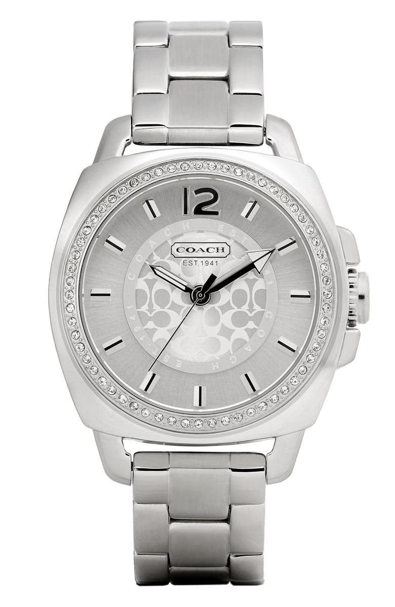 COACH 'Boyfriend' Crystal Detail Bracelet Watch, Main, color, 