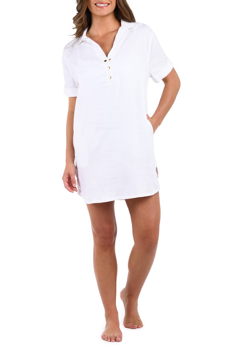 La Blanca Delphine Cover-Up Shift, Main, color, White