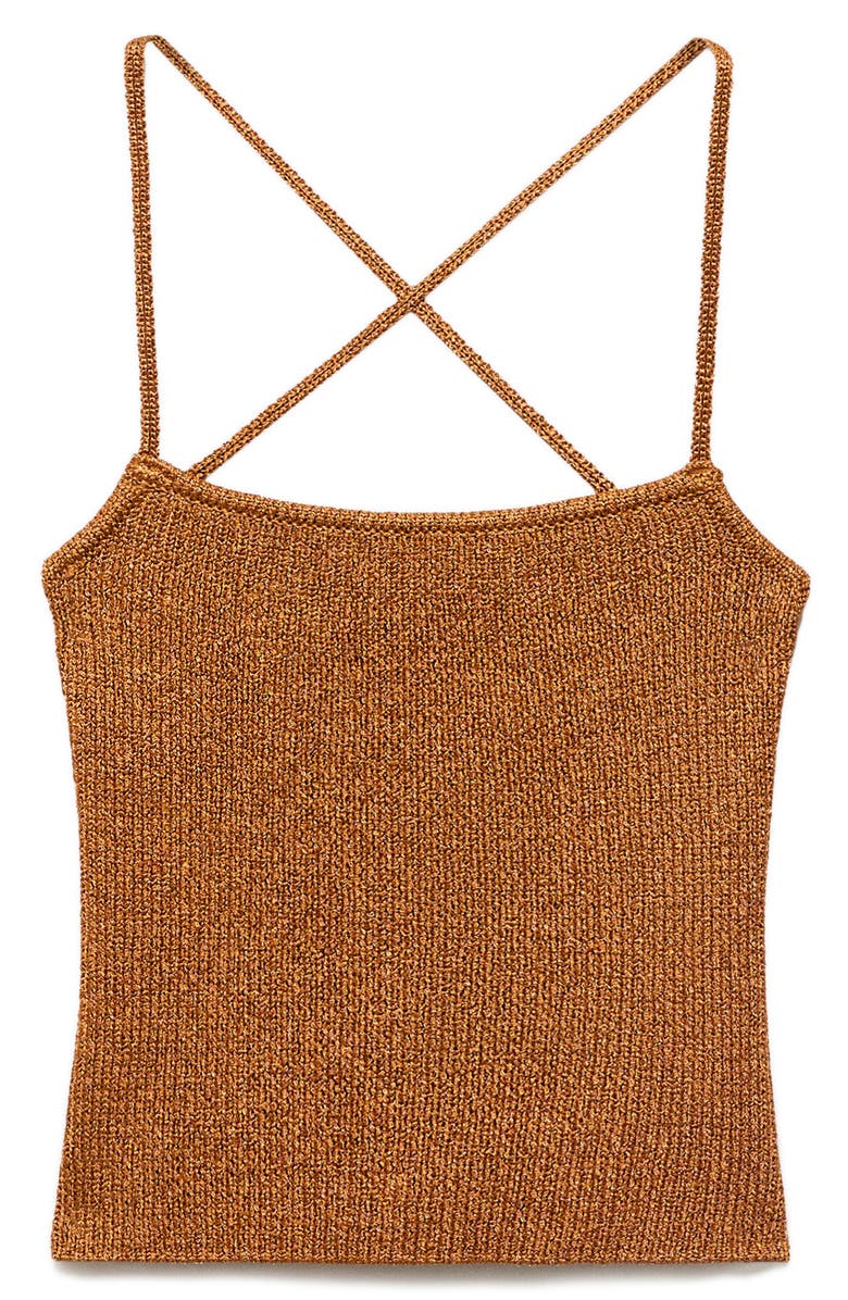 MANGO Metallic Crossback Knit Tank, Alternate, color, Copper
