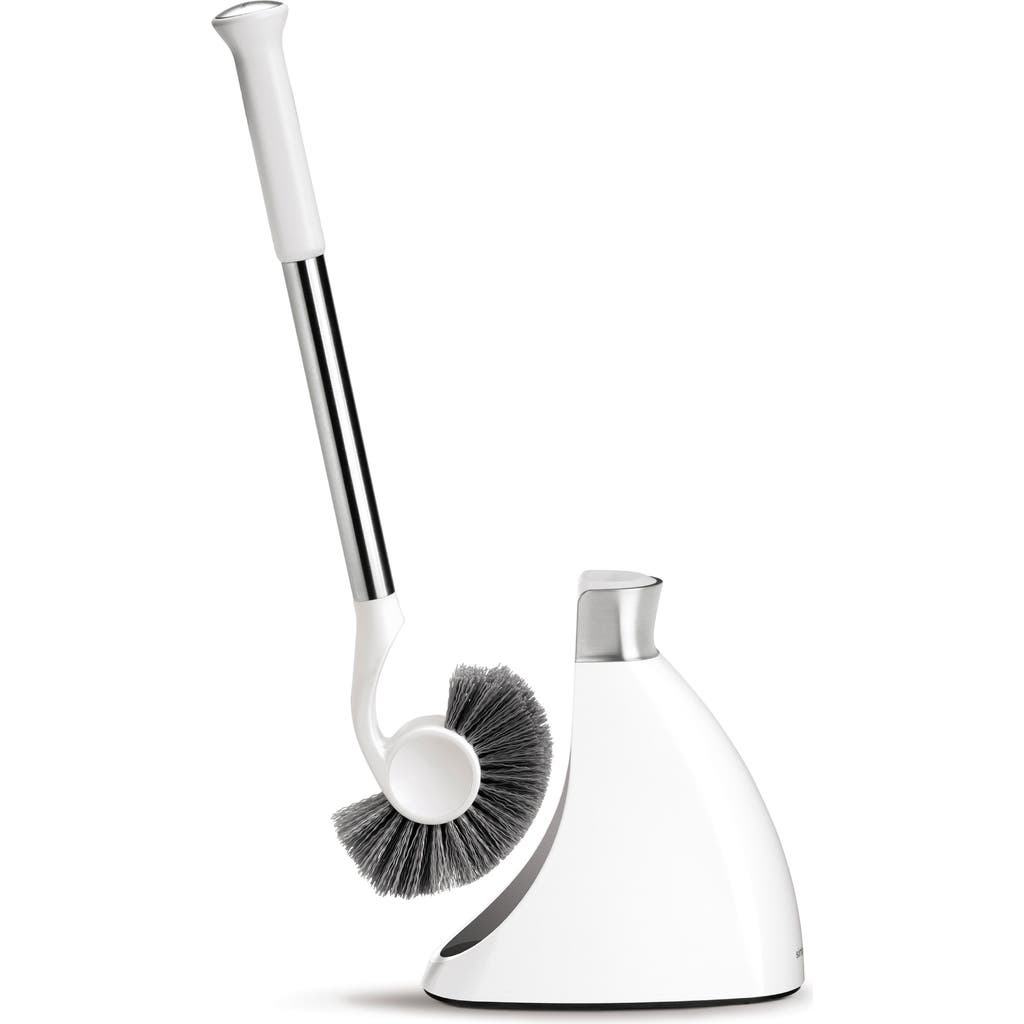 Simplehuman Toilet Brush, Stainless Steel + White Plastic In White