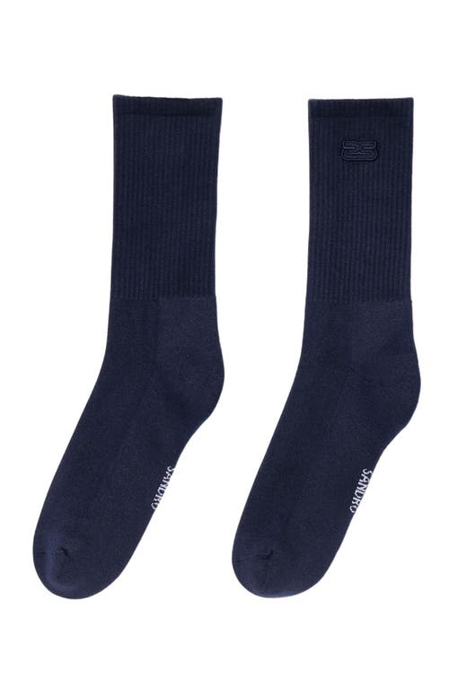Sandro Embroidered Socks In Royal Blue