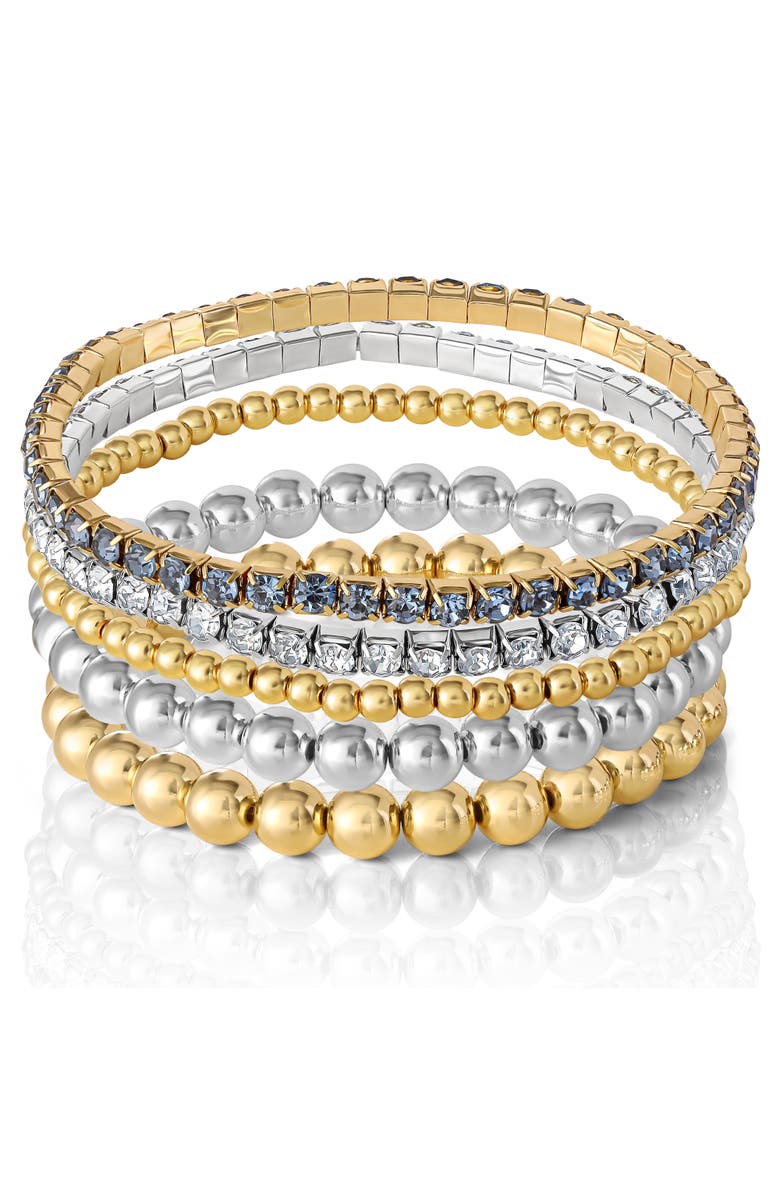 Jessica Simpson Crystal Stretch Bracelet, 5 Piece Set, Main, color, Gold