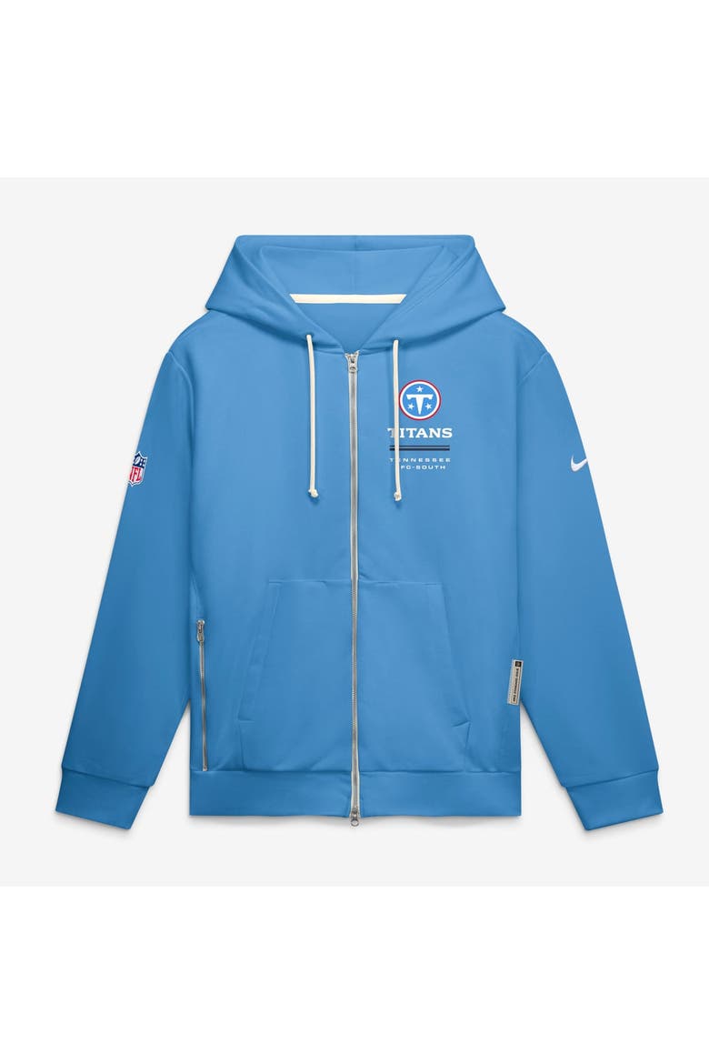 Men's Nike Light Blue Tennessee Titans Sideline Standard Issue Quarterback Scramble Dri-FIT Full-Zip Hoodie, Main, color, Light Blue