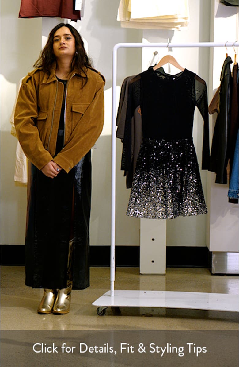 Chara Long Sleeve Sequin Skirt Party Dress, sales video thumbnail