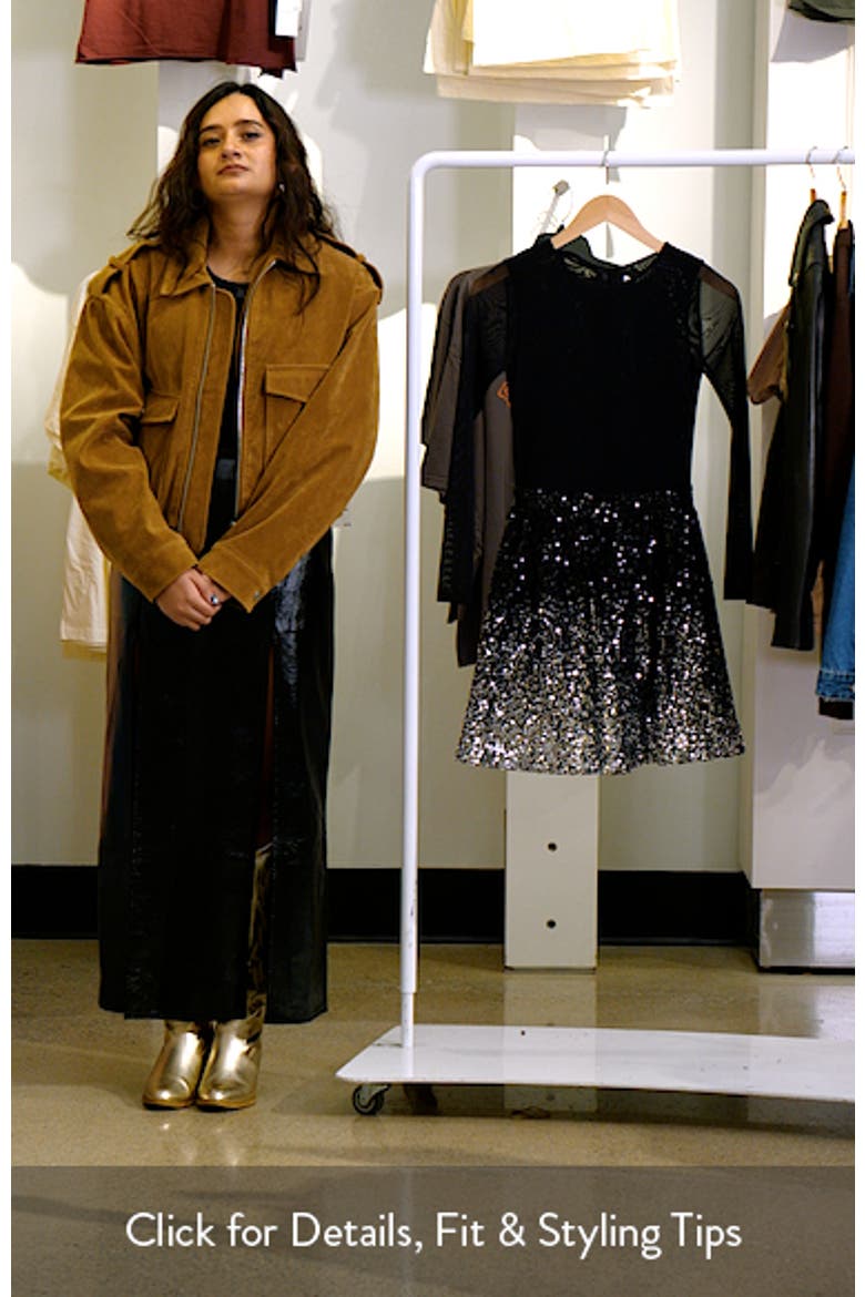 Chara Long Sleeve Sequin Skirt Party Dress video