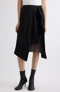 Acne Studios Inouka Ruffle Asymmetric Viscose Satin Midi Skirt