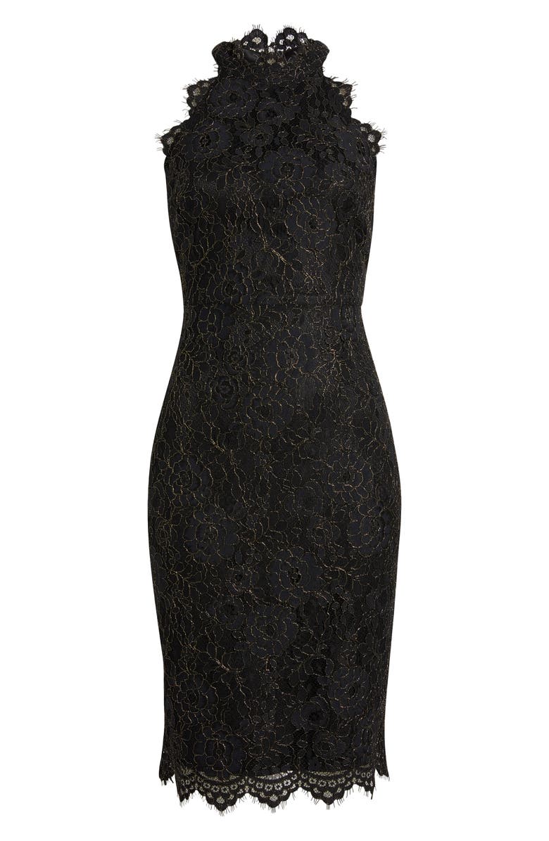 Eliza J Metallic Eyelash Lace Cocktail Dress, Alternate, color, 