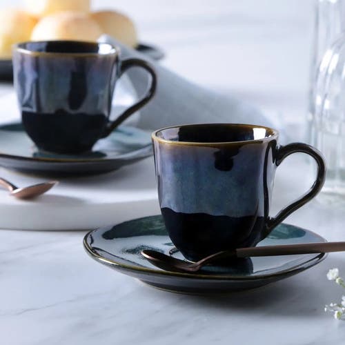 Porto Brasil Coffee Cup & Saucer Set Of 6 In Blue