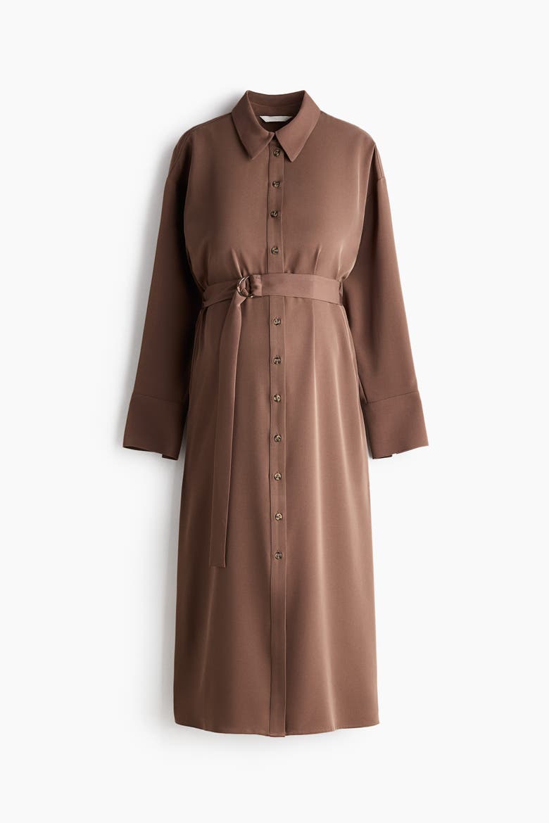 Belted Shirt Dress, Alternate, color, Brown