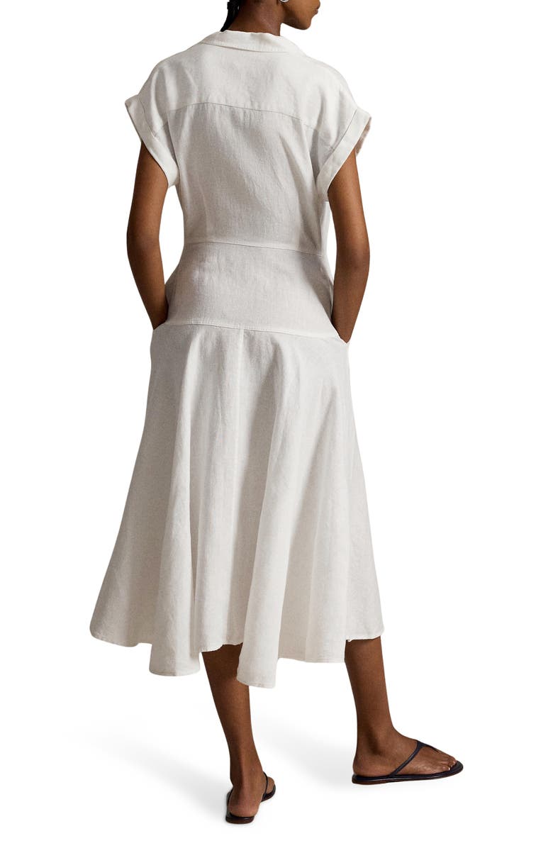 Polo Ralph Lauren Cap Sleeve Linen Shirtdress, Alternate, color, White