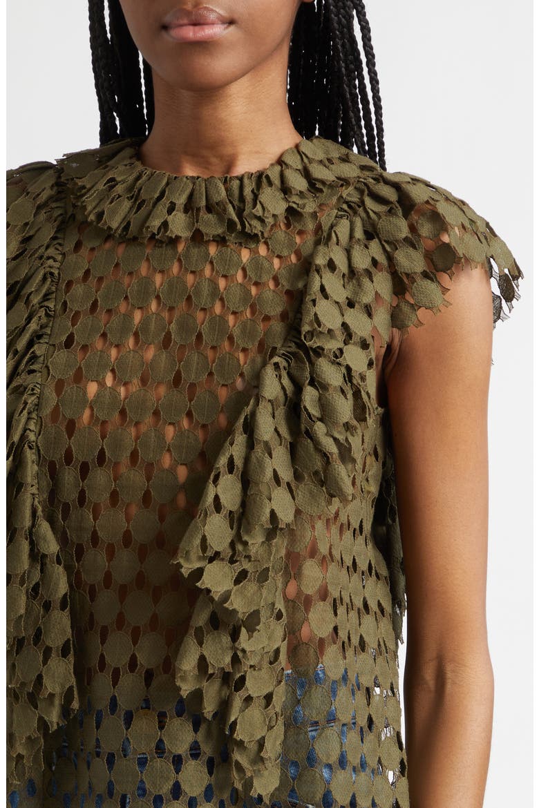 Daevy Cutout Ruffle Top, Alternate, color, PINE