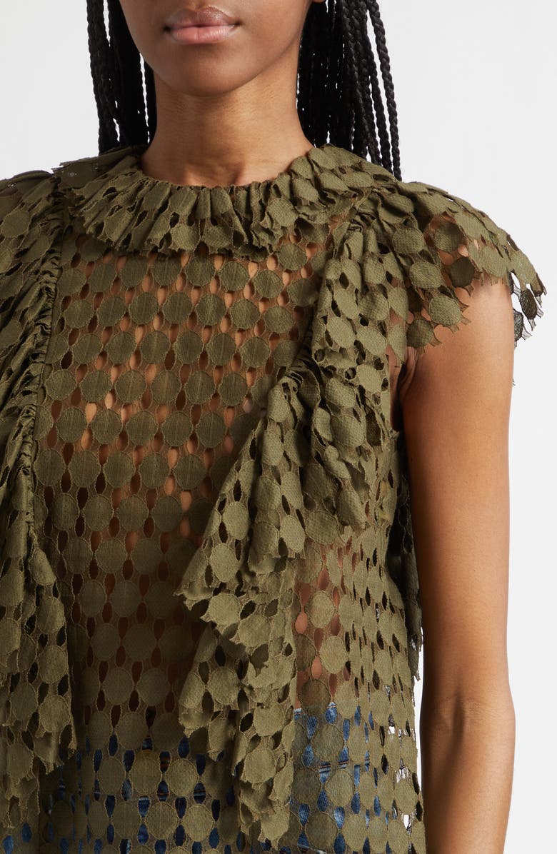 Ulla Johnson Daevy Cutout Ruffle Top, Alternate, color, Pine