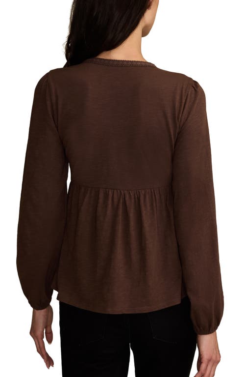 Lucky Brand Floral Embroidered Peplum Top In Brown