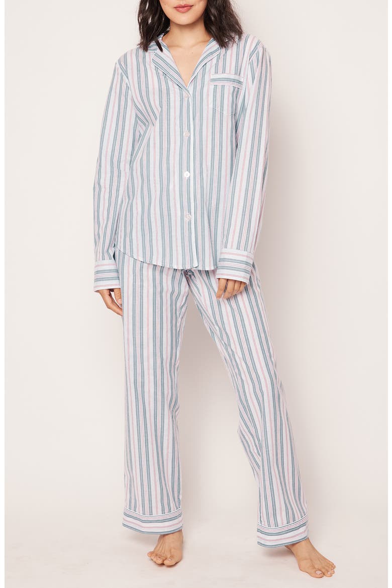 Vintage French Cotton Pajamas, Main, color, BLUE