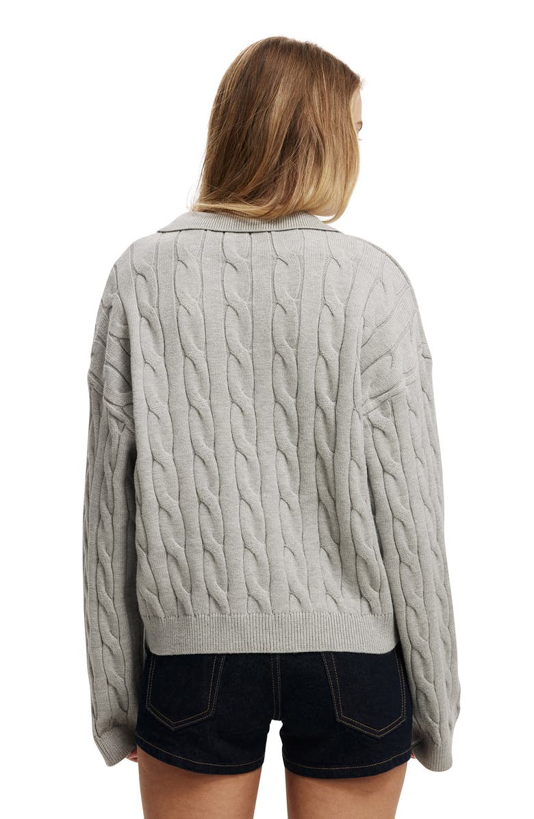 Cotton On Women's Luxe Collar Sweater, Alternate, color, Grey Marle Cable