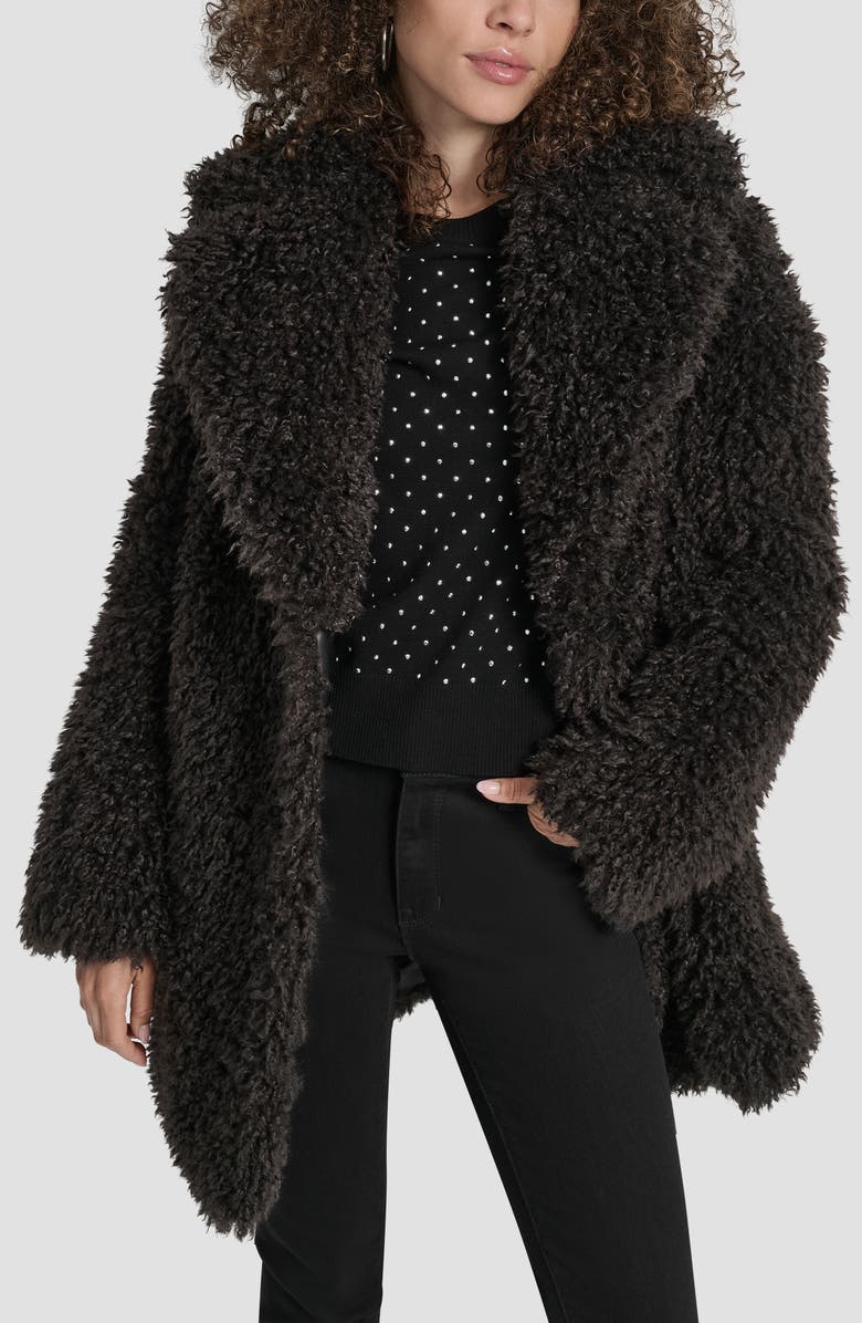 DKNY Faux Fur Jacket, Alternate, color, Bitter