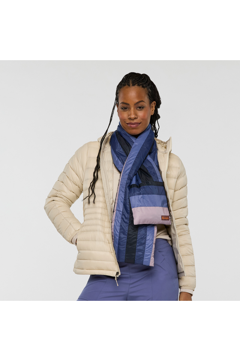 Fuego Down Scarf, Alternate, color, Carbon Stripes