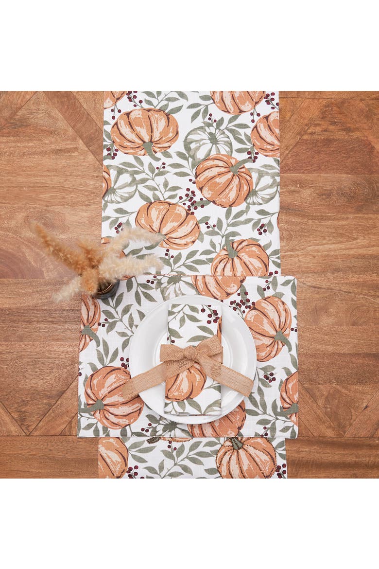 Pumpkin and Berry Harvest Fall Set of 6 Placemats 14" x 20", Alternate, color, Orange