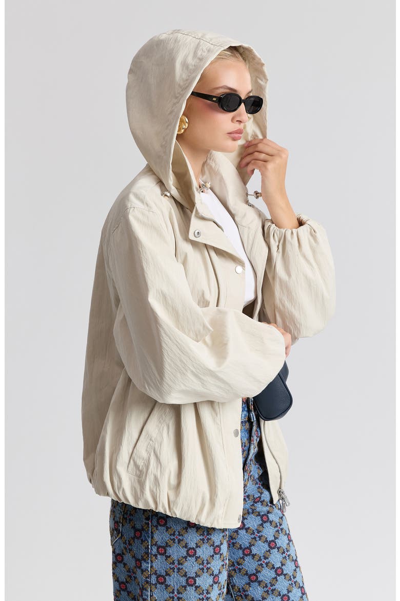 Balloon Hem Hooded Windbreaker Jacket, Alternate, color, PORCELAIN