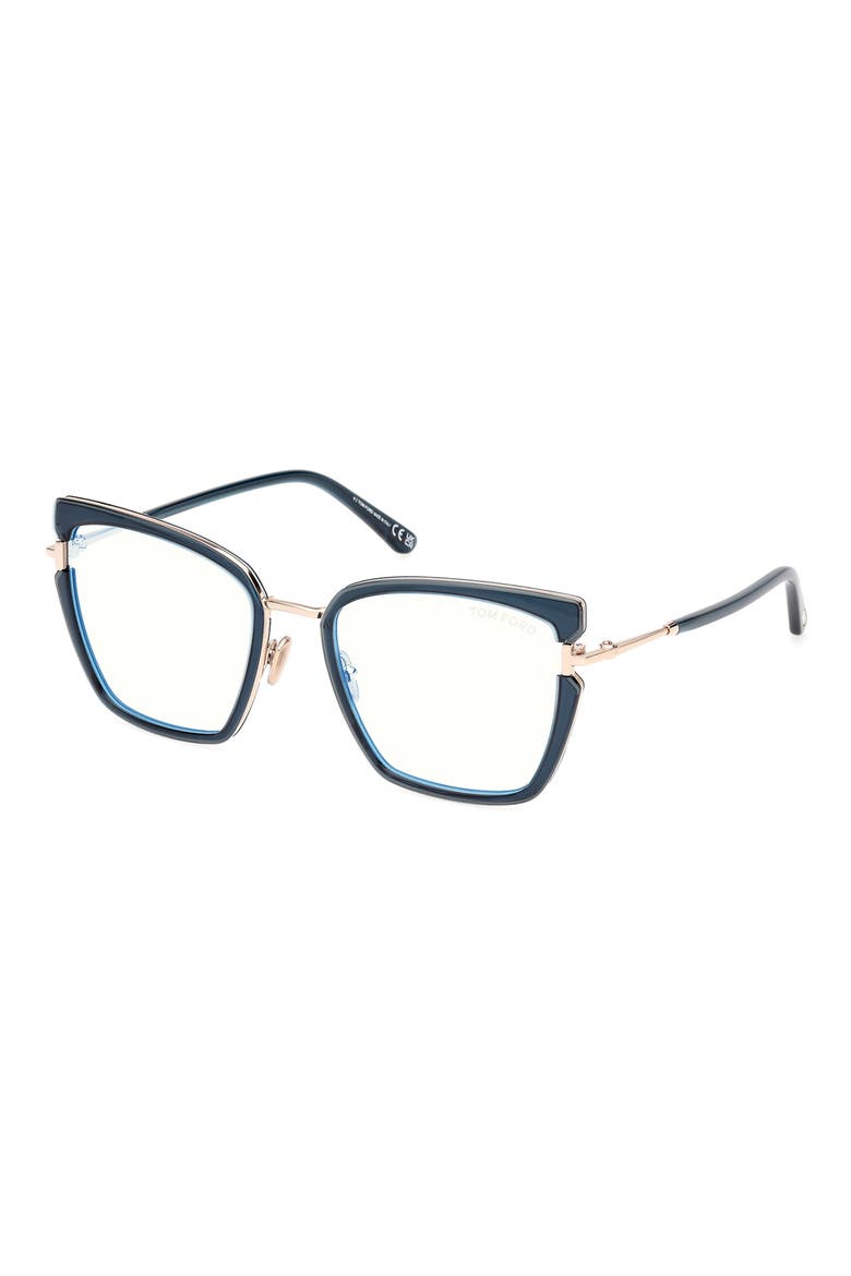 54mm Butterfly Blue Light Blocking Optical Glasses, Alternate, color, TEAL ROSE GOLD / T LOGO