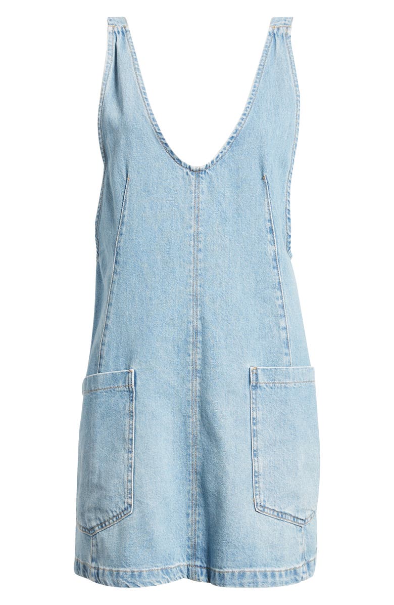 Free People High Roller Denim Short Overalls, Alternate, color, Follow Your Heart