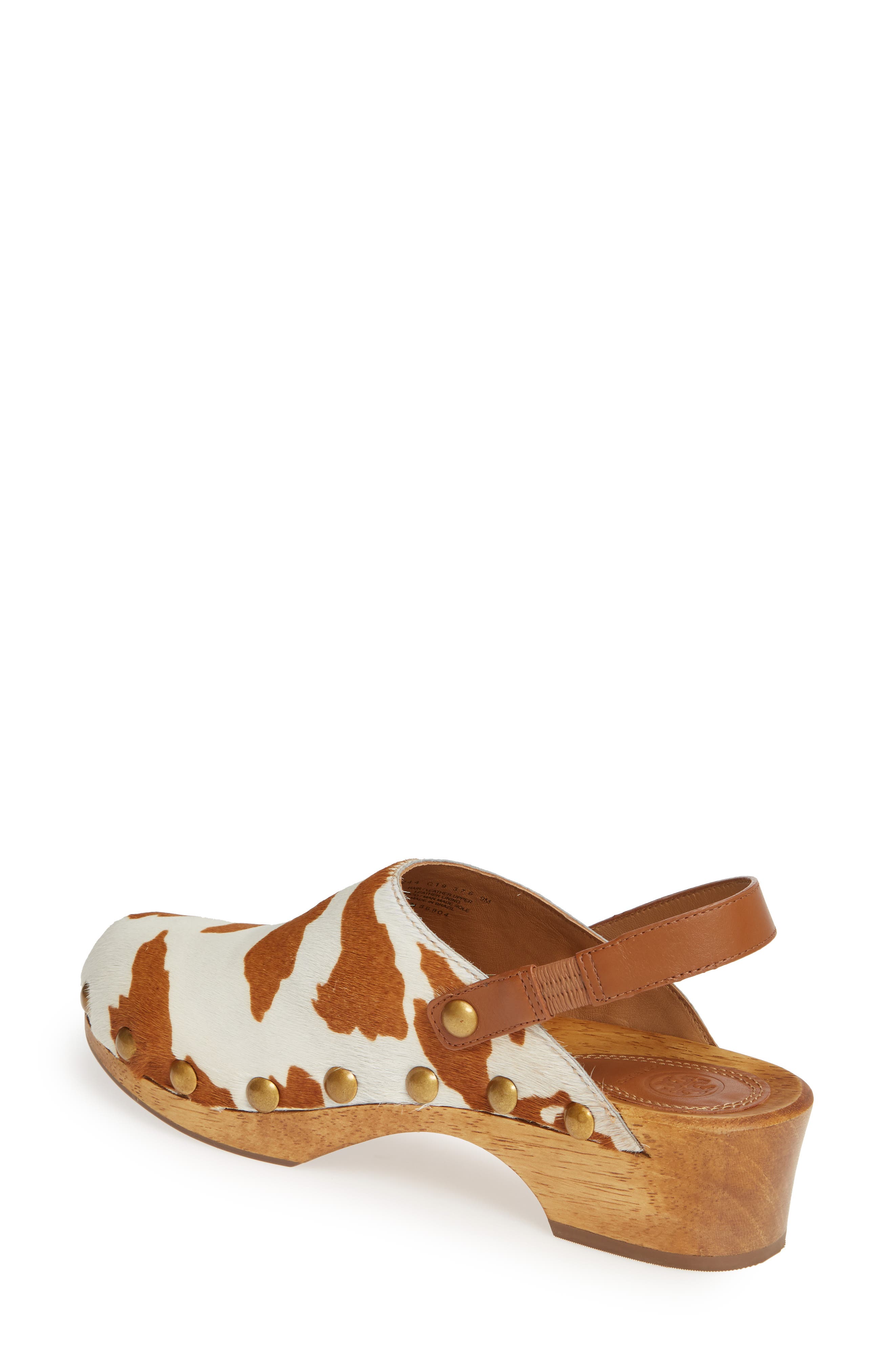 Tory Burch Blythe Studded Genuine Calf Hair Clog, Alternate, color, 