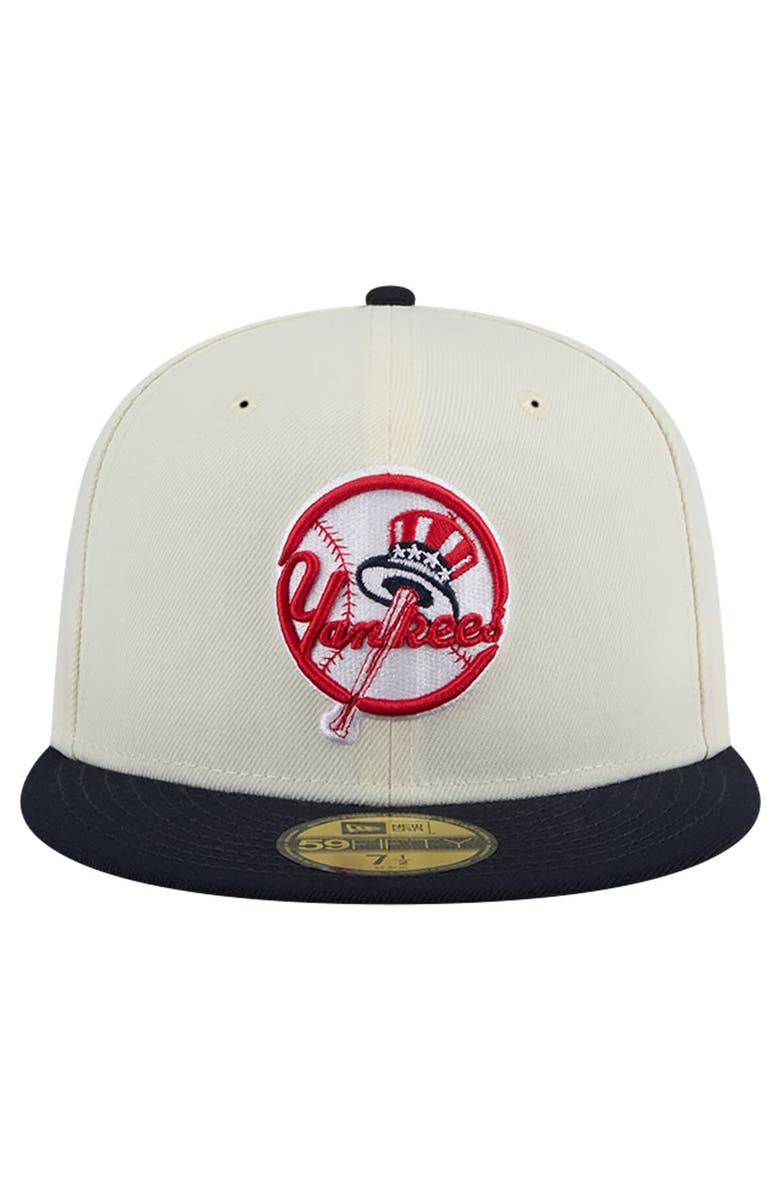 New Era Men's New Era White New York Yankees Top Hat Chrome 59FIFTY Fitted Hat, Alternate, color, White