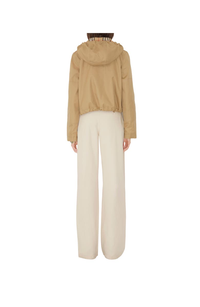Burberry Short Gabardine Parka, Alternate, color, Flax