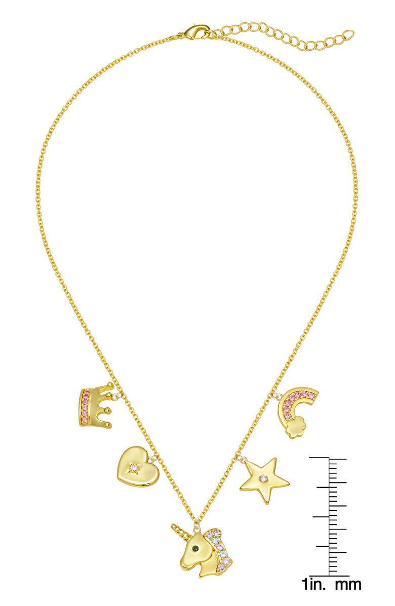 Lily Nily Kids' Magical Enamel & Cubic Zirconia Charm Necklace, Alternate, color, Gold