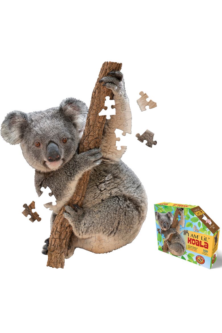 I Am Lil' Koala 100 Pieces Animal Shaped Jigsaw Puzzle, Multi, Alternate, color, Multicolored