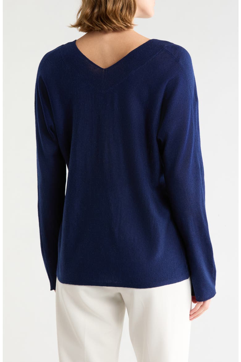Double 'V' Wool, Silk & Cashmere Sweater, Alternate, color, COASTAL