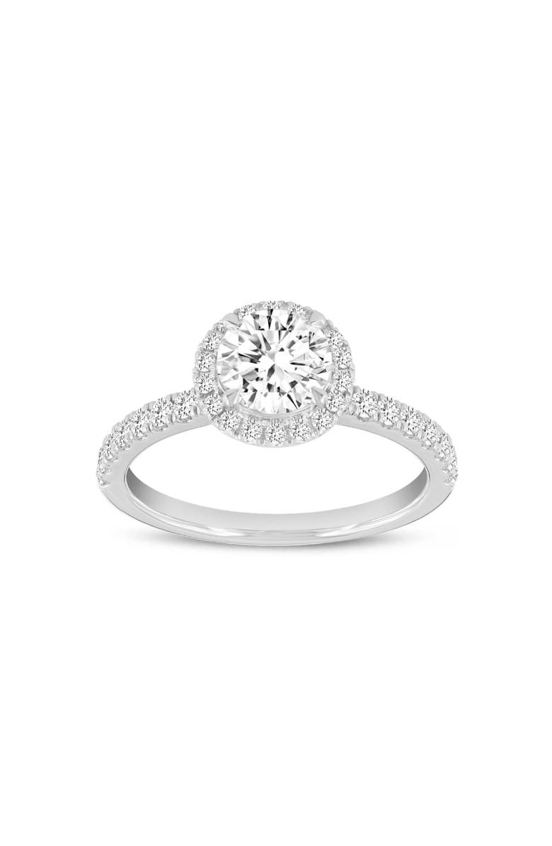 LuvMyJewelry Paloma 14K White Gold Round Cut Lab Grown Diamond Halo Engagement Ring - 1.5 ctw, Main, color, 14K White Gold