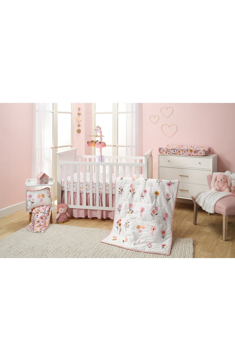 Lambs & Ivy Little Garden Ultra-Soft Minky Floral Baby Changing Pad Cover, Alternate, color, Pink