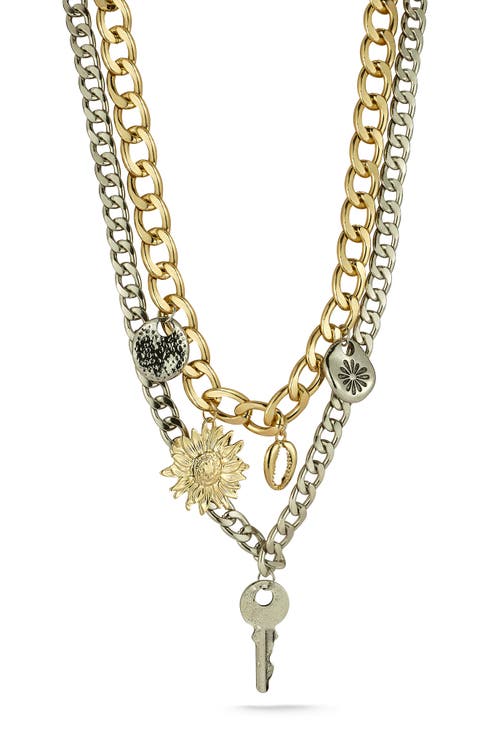 Two Tone Double Layer Charm Necklace