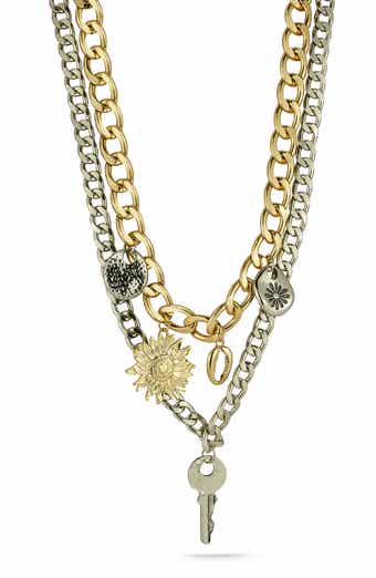 Two Tone Double Layer Charm Necklace