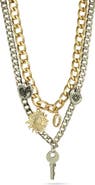 CHLOE AND MADISON Two Tone Double Layer Charm Necklace