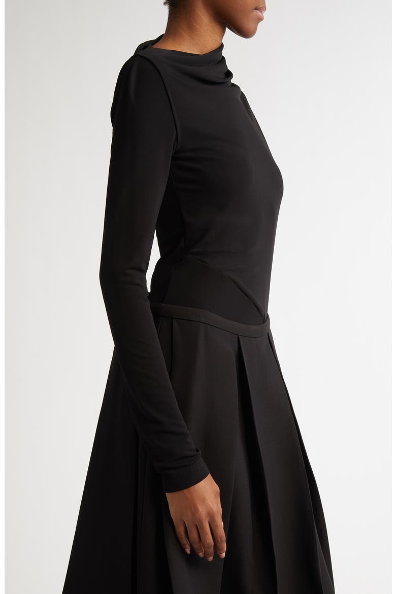 Draped Jersey Top, Alternate, color, BLACK
